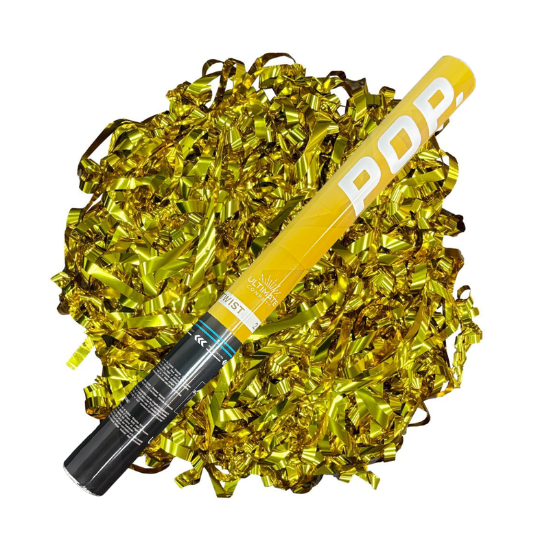Gold Metallic Streamers - Handheld Streamer POP Cannon (24")