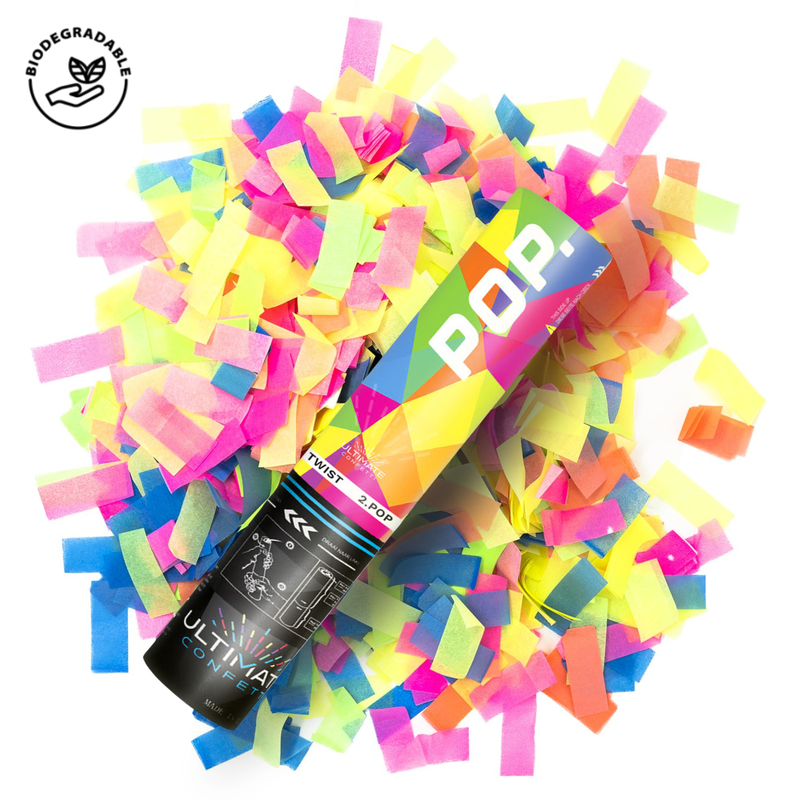 Neon Multicolor Tissue Confetti Popper Cannon