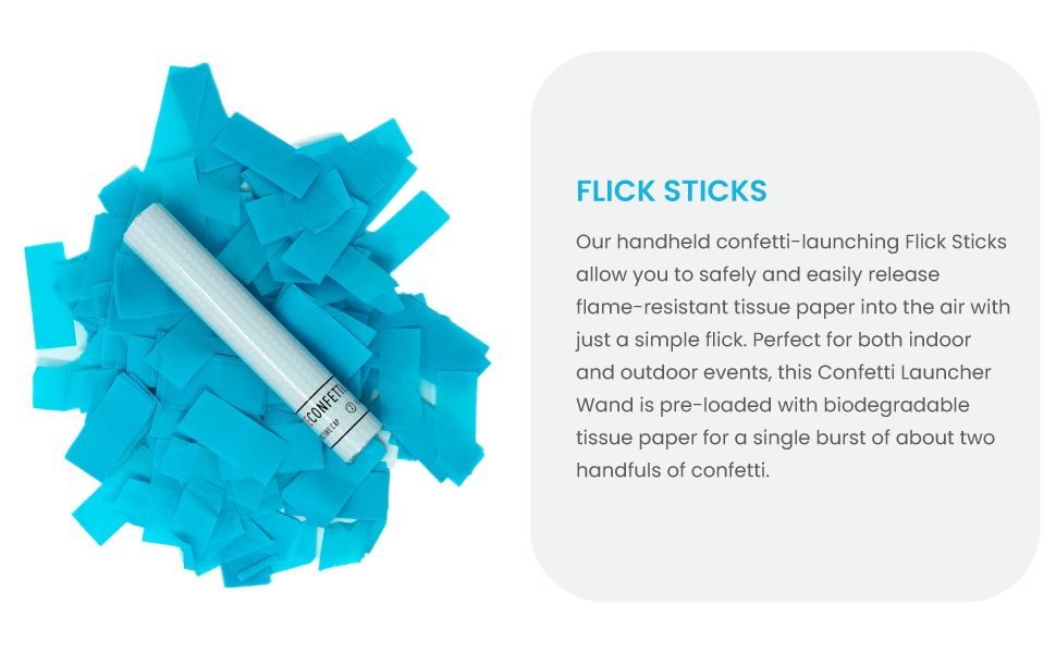 Baby Blue Tissue Paper Confetti Flick Stick - 14" (Pack of 8)