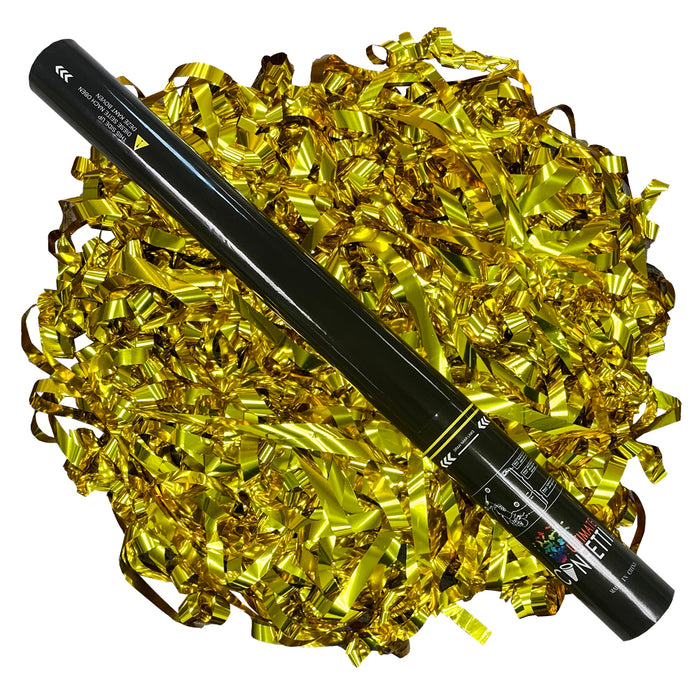Gold Metallic Streamers - Handheld Confetti Popper Cannon (22")