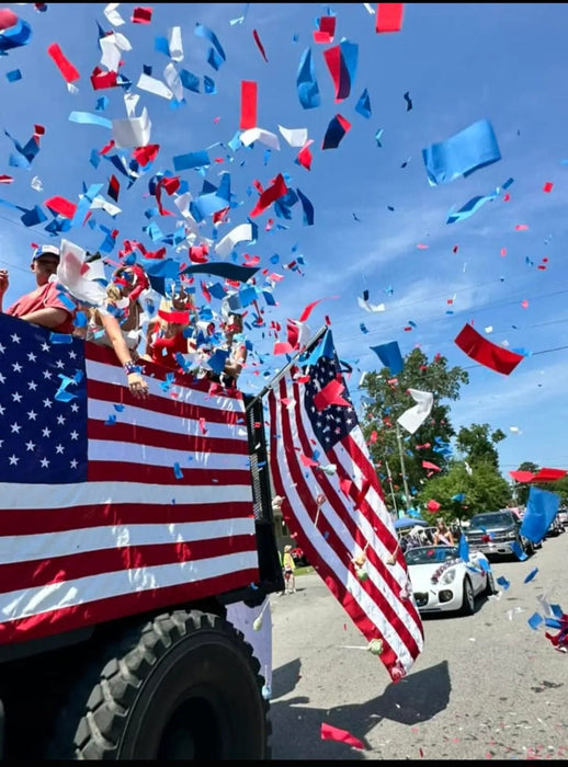 Red, White, Blue Tissue Confetti - Speed Load Cannon Sleeve (1/4lb) - Ultimate Confetti