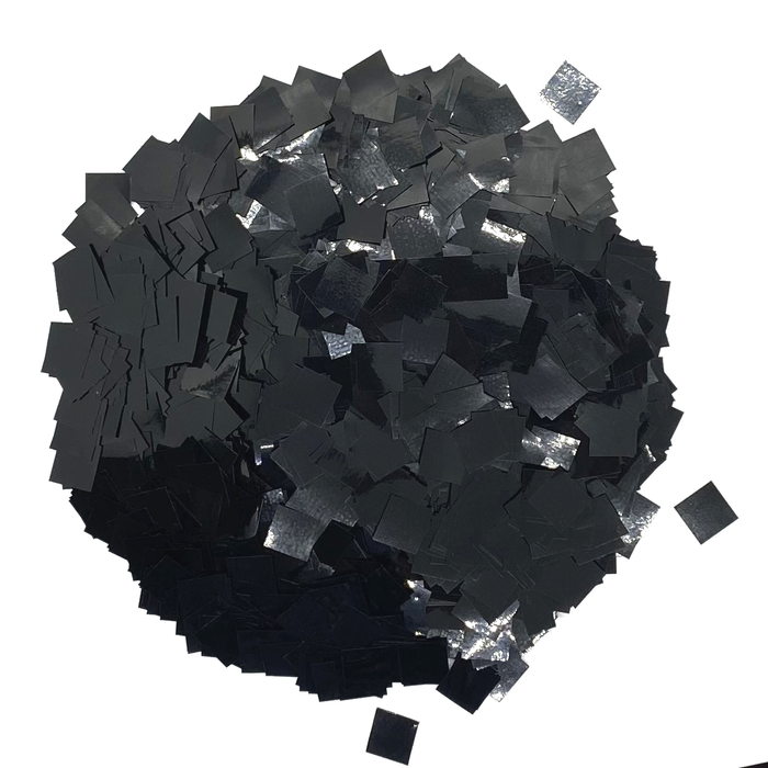 Black Metallic Glitter Confetti - Squares (1lb)