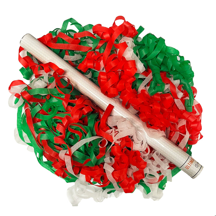 Red, White, Green - Tissue Streamer Flick Stick (14")