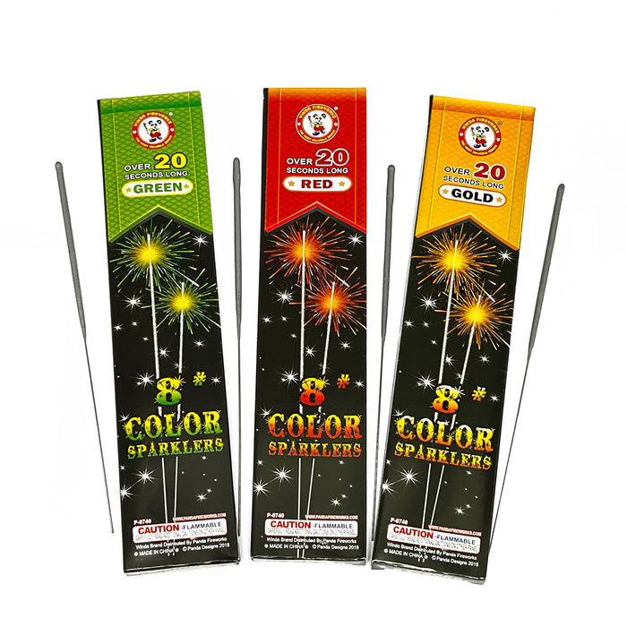 8" Color Wire Sparklers (Pack of 6)