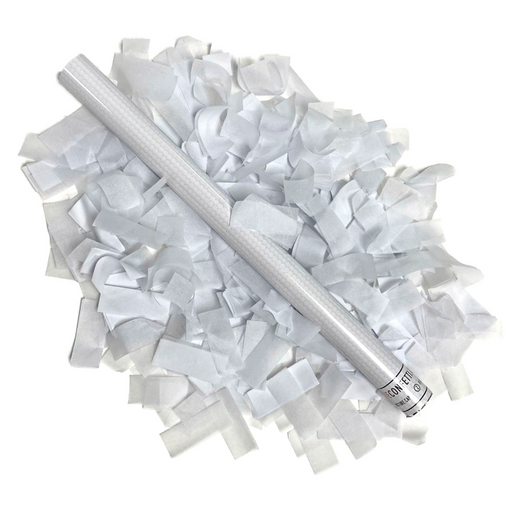 Confetti Streamers: Dramatic Silver & White 2-Layer Rolls Split